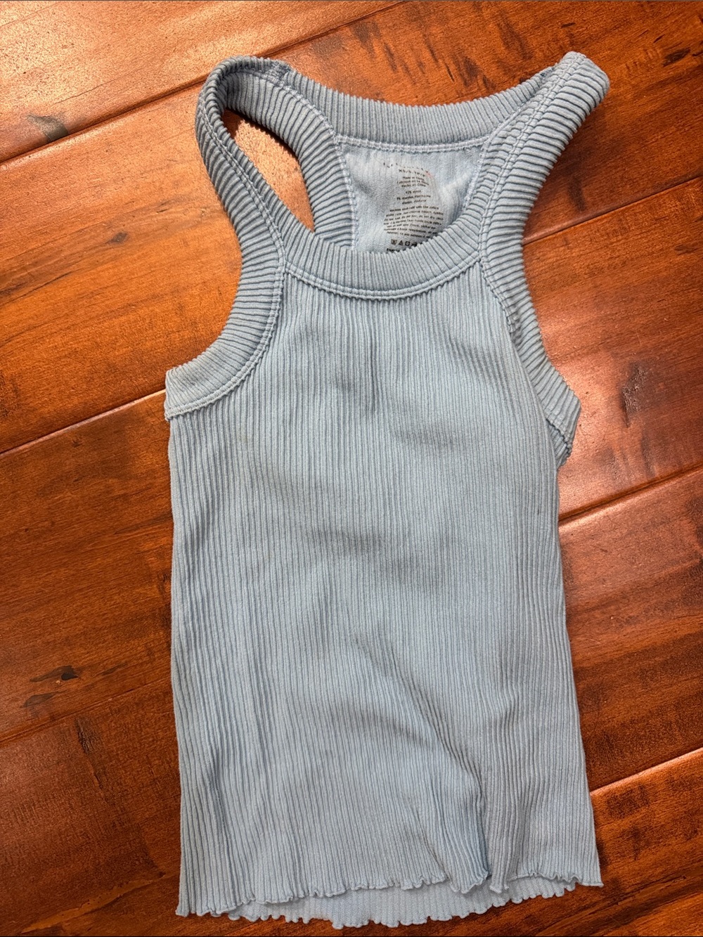 Women's Light Blue Ribbed Racerback Tank — Soft Stretch Knit